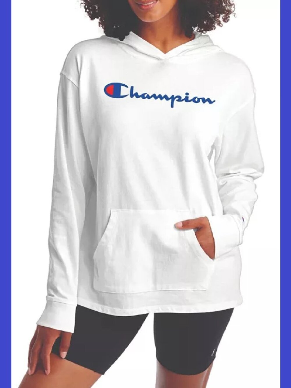 new WHITE Champion® Women's Sz SMALL Middleweight Jersey Graphic Hoodie